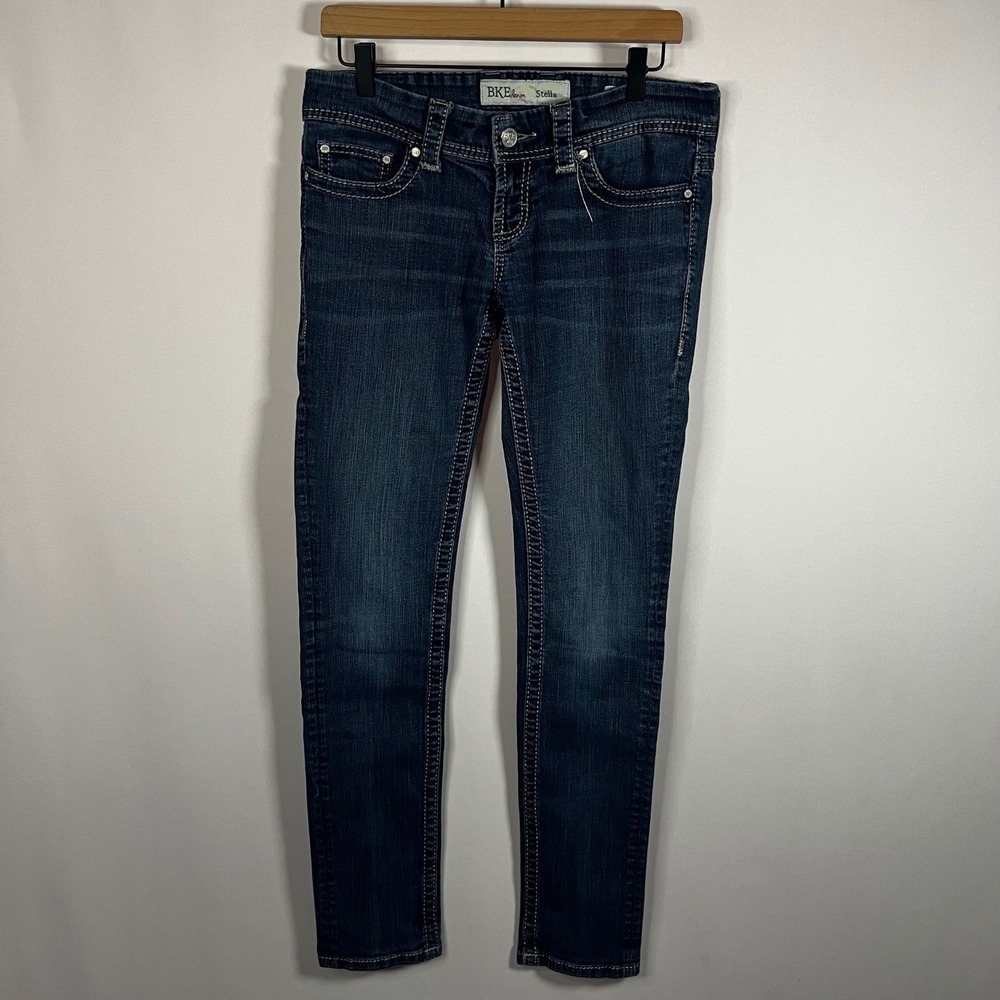 BKE Denim Pants Women Size‎ 28 Long Stella Skinny Jeans Low Rise Dark Blue Denim